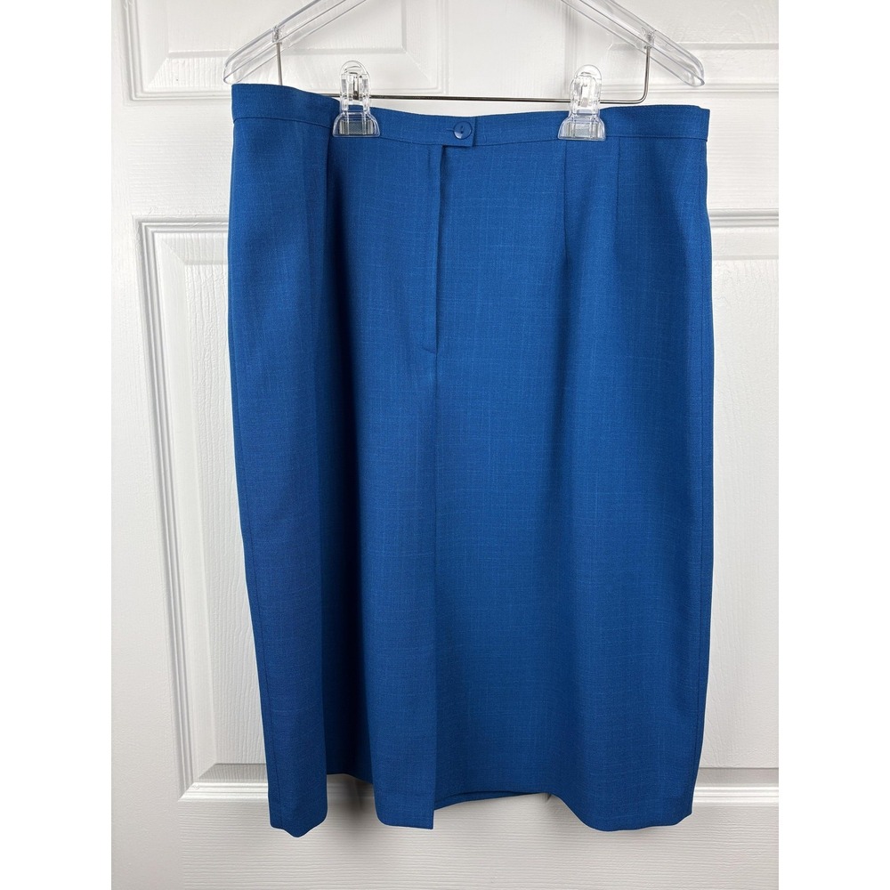 John Meyer Skirt Suit Set Womens 18 Blue Crepe Jacket Skirt Lined Career NEW - Picture 11 of 16